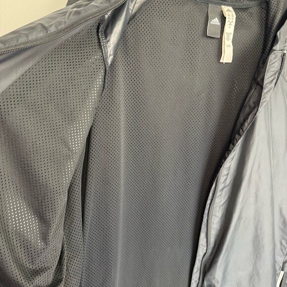 ADIDAS Black Lightweight Hooded Vented Zip Up Windbreaker Jacket Men 2XL Active - Picture 3 of 10